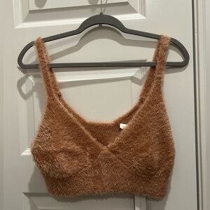 Jonathan Simkhai Caroline feathered rib bralette chai NWT